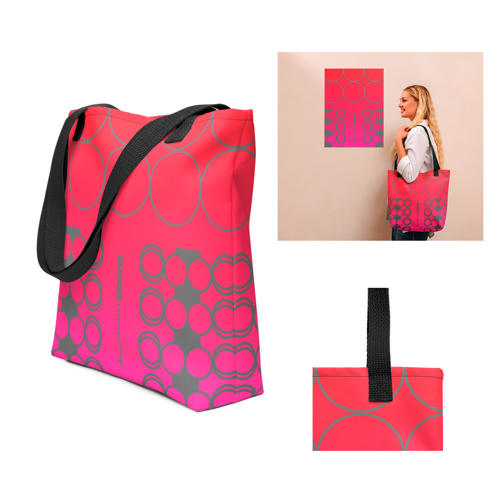 Einkaufstasche mit Designmuster pinkrot grau