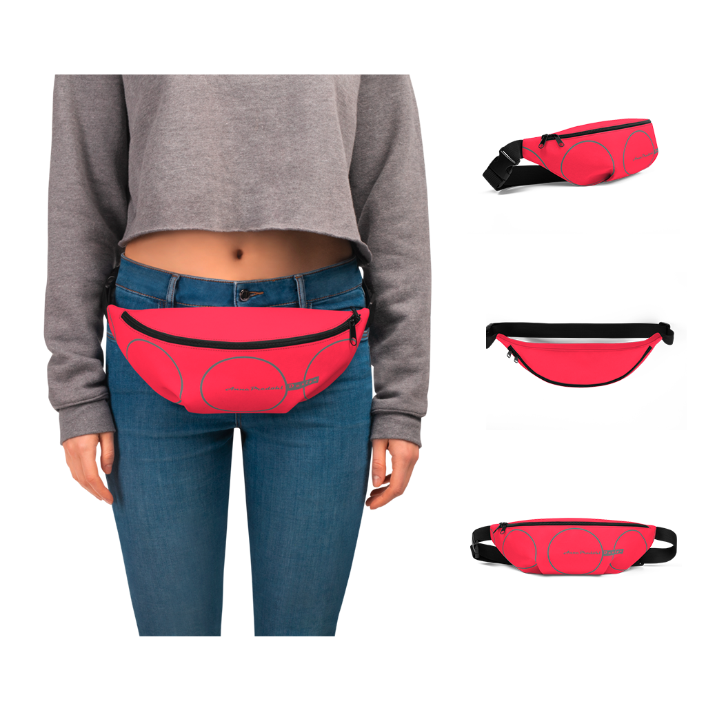 Gürteltasche pinkrot mit Musterdesign in hellgrau