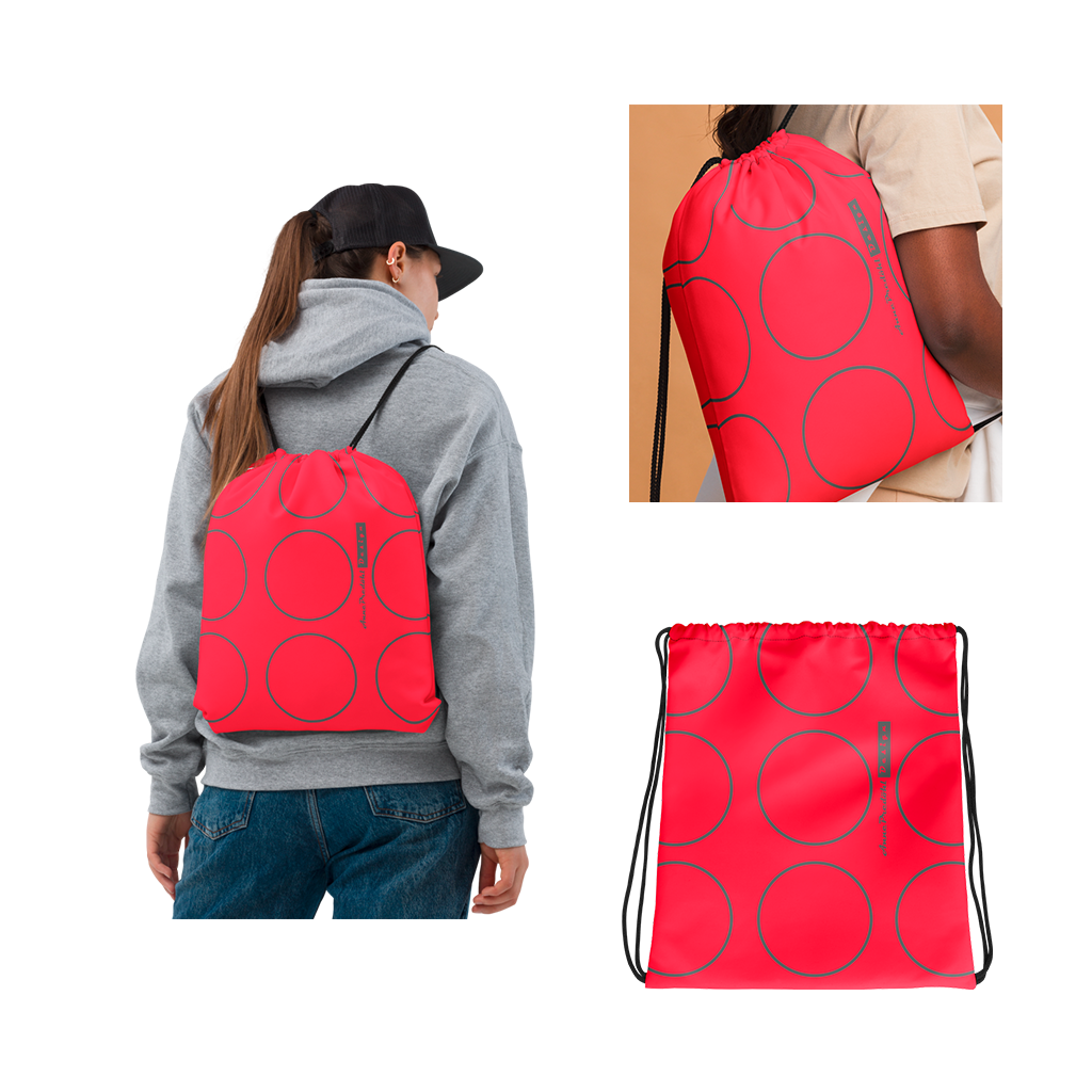 Kordeltasche für Sport und Freizeit in pinkrot und Designmuster in hellgrau